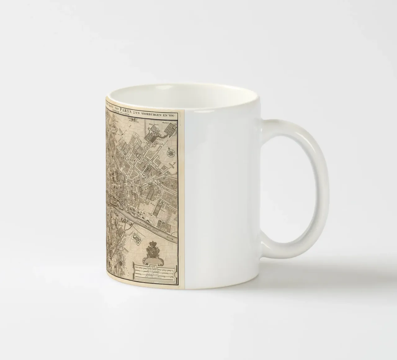 Poster d'epoca con la mappa di Parigi tazza in ceramica da Lyndamaps