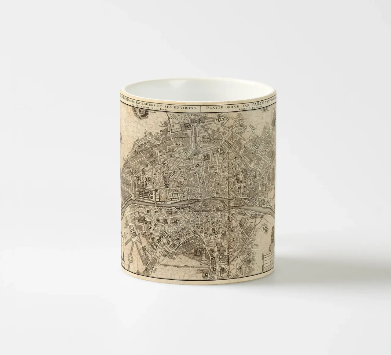 Poster d'epoca con la mappa di Parigi tazza in ceramica da Lyndamaps