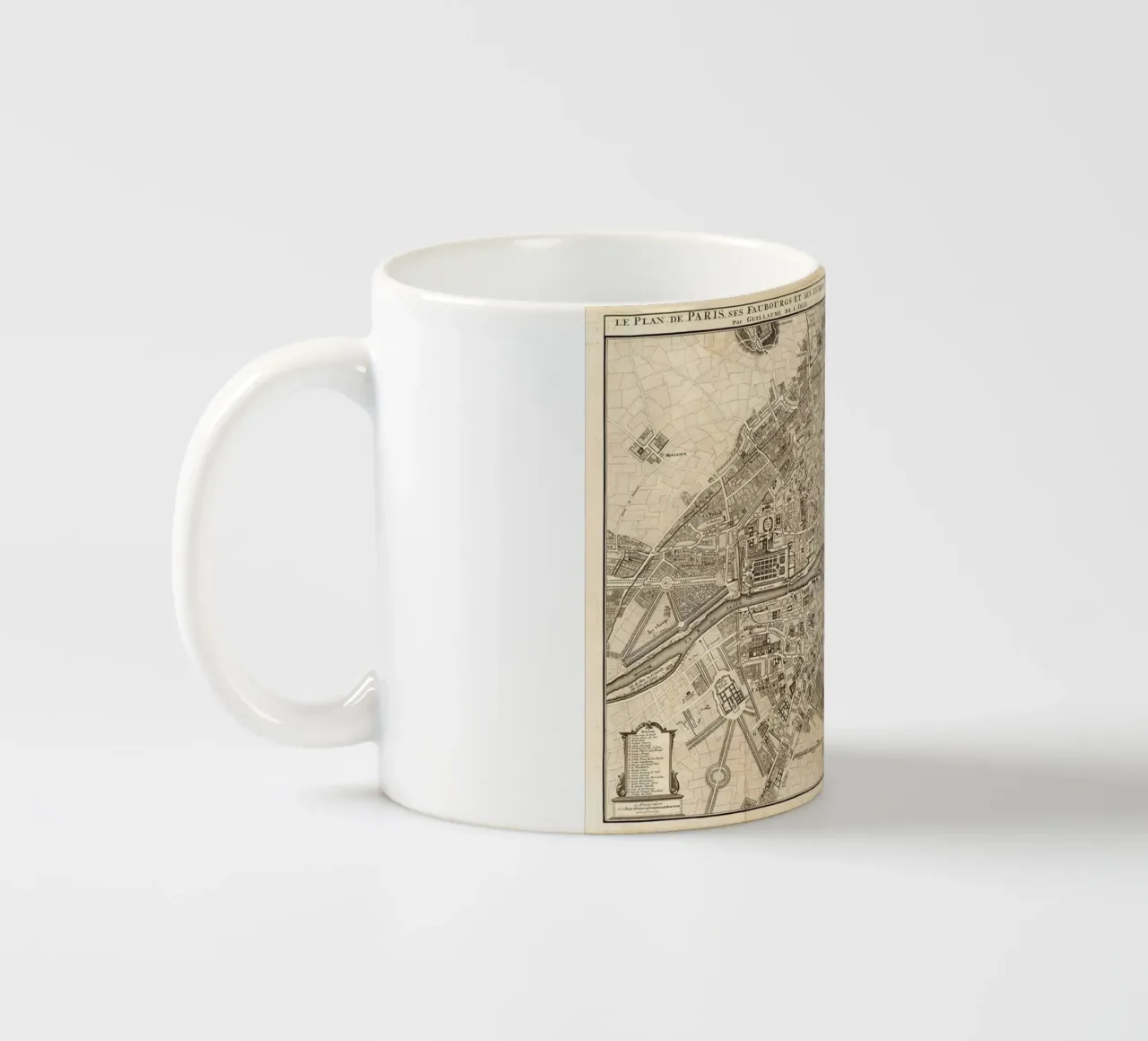 Poster d'epoca con la mappa di Parigi tazza in ceramica da Lyndamaps