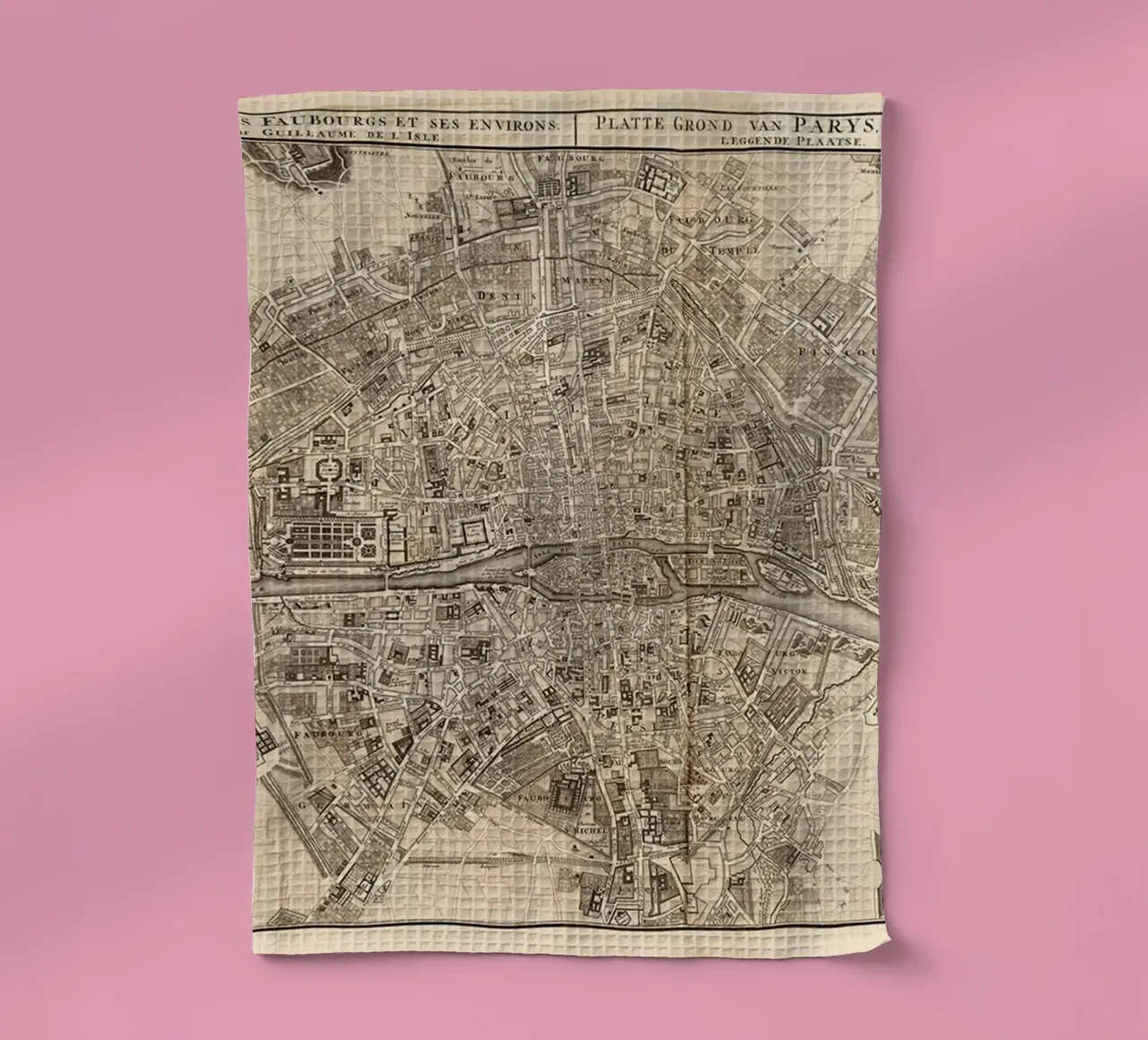 Poster d'epoca con la mappa di Parigi canovaccio da cucina da Lyndamaps