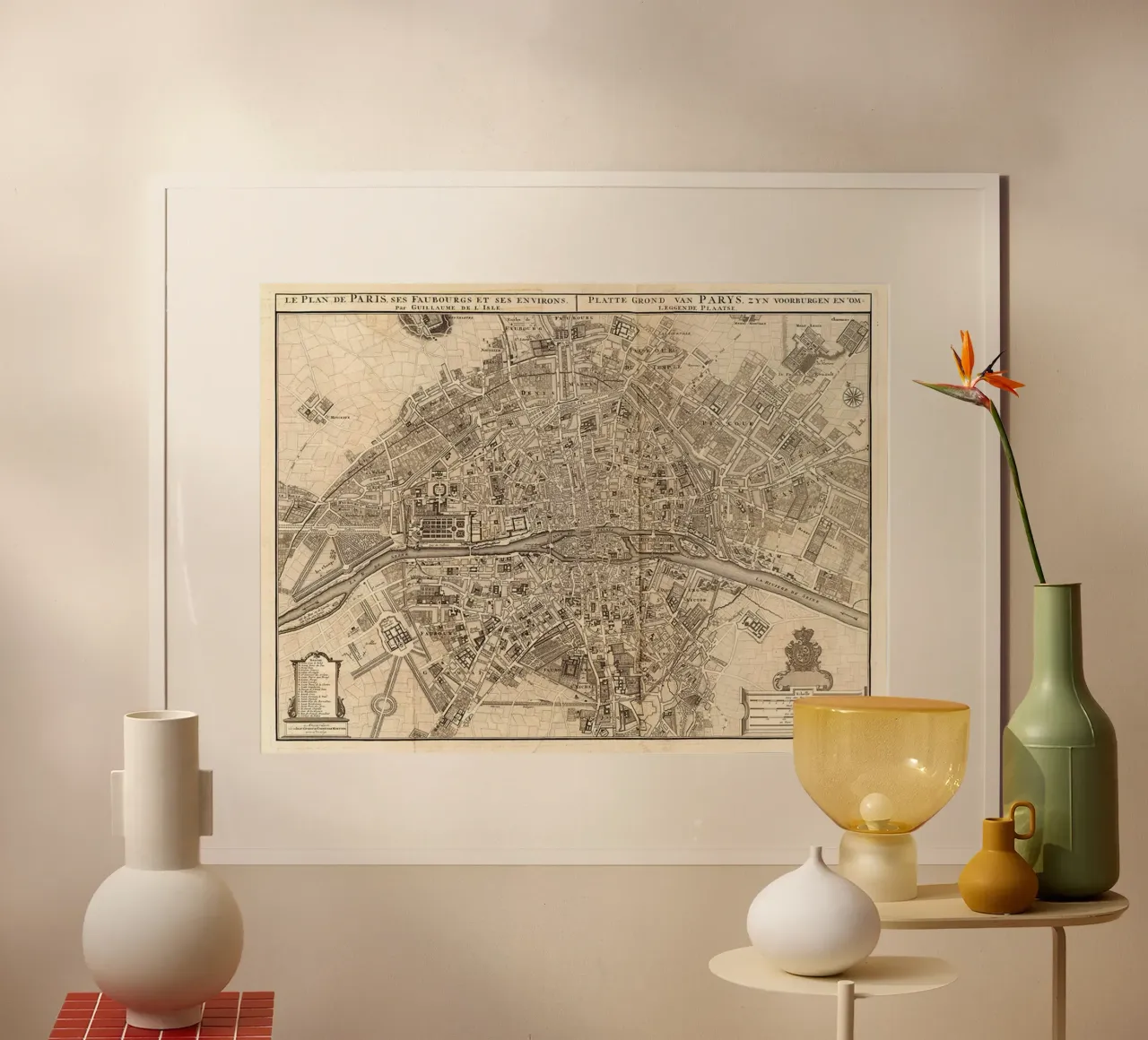 Poster d'epoca con la mappa di Parigi poster da Lyndamaps