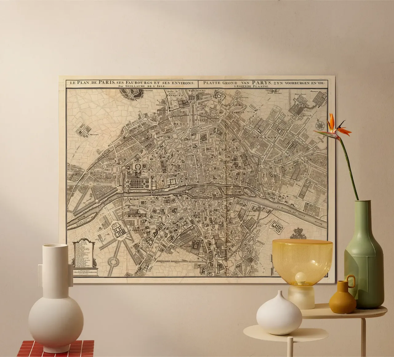 Poster d'epoca con la mappa di Parigi poster da Lyndamaps