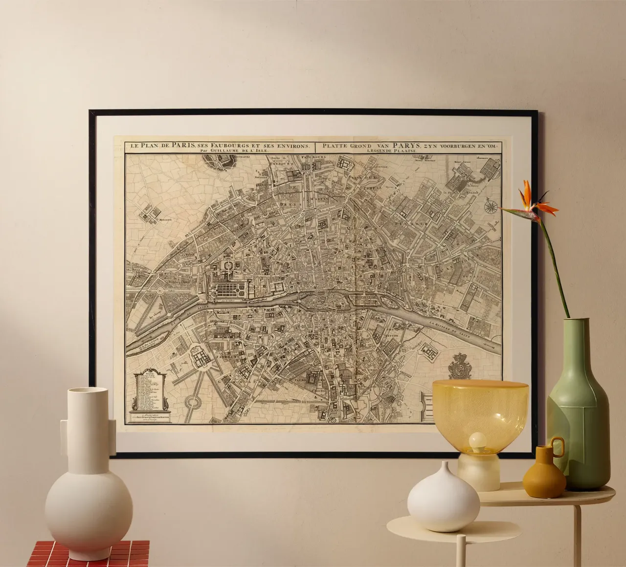 Poster d'epoca con la mappa di Parigi poster da Lyndamaps
