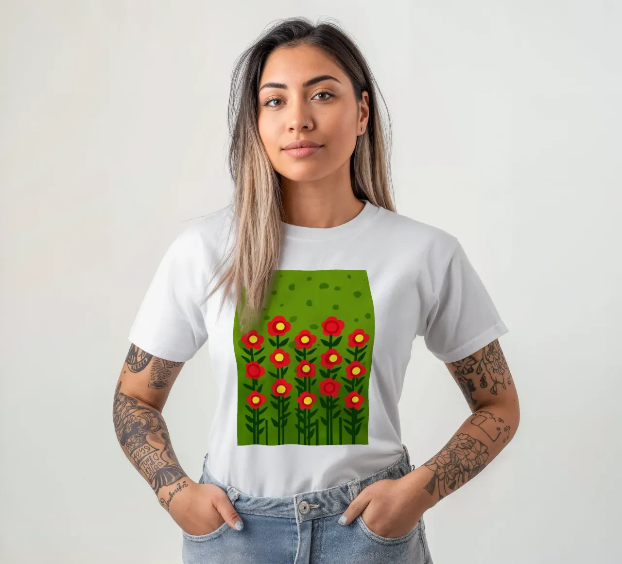 File di papaveri semplici t-shirt da Arcane Lines