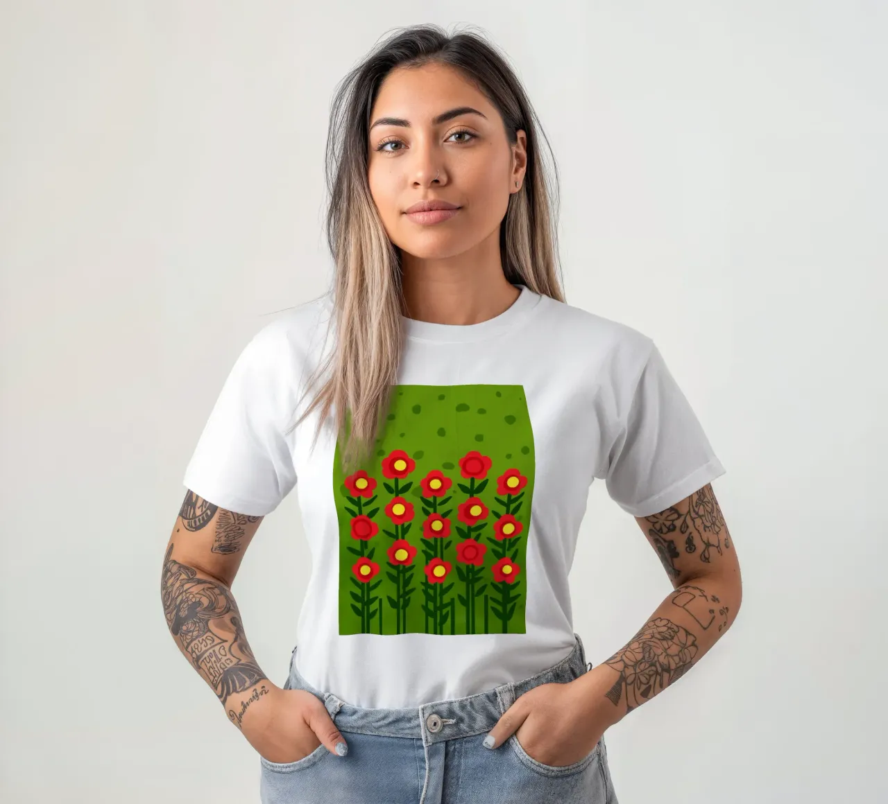 File di papaveri semplici t-shirt da Arcane Lines