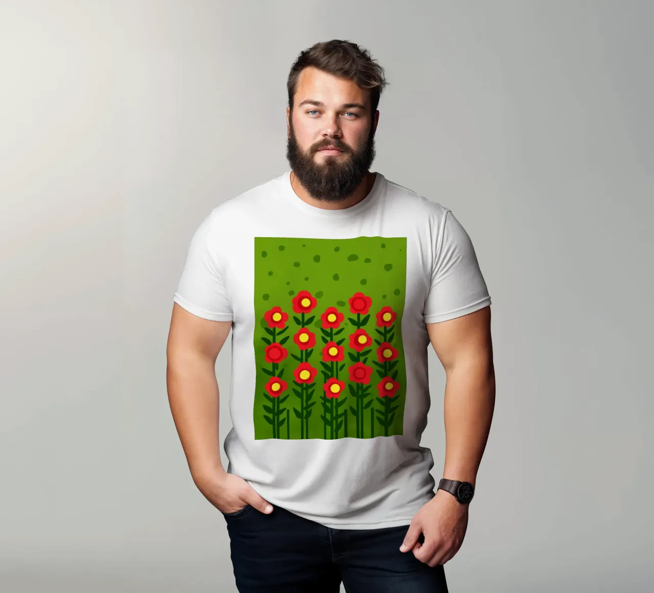 File di papaveri semplici t-shirt da Arcane Lines