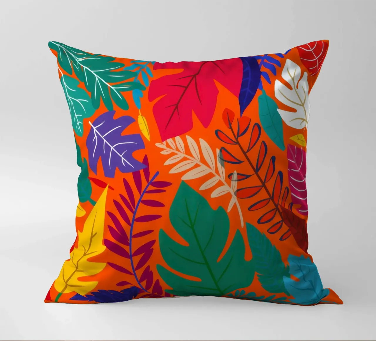Fiery Autumnal Tropics decorative cushion by Arcane Lines