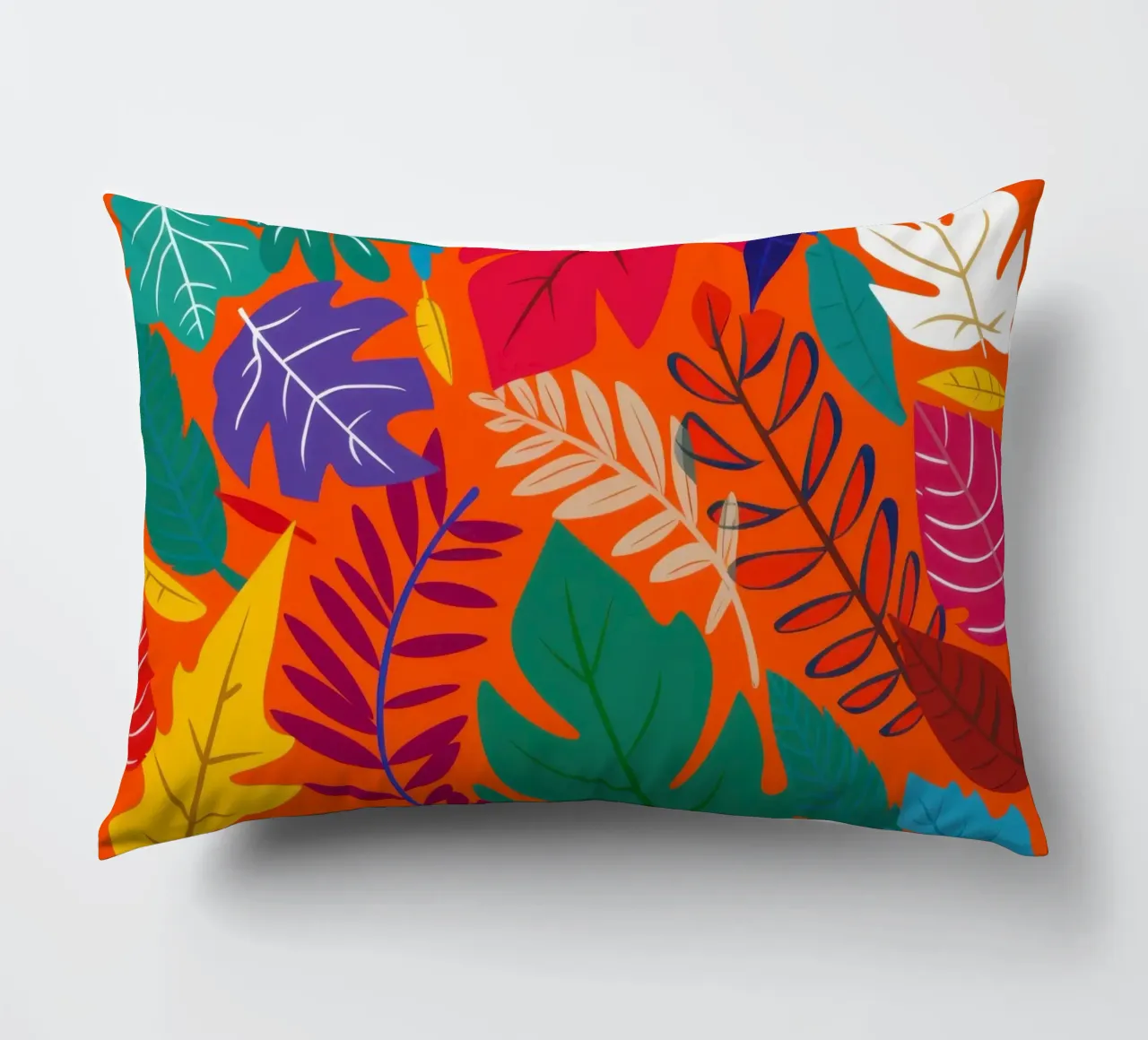 Fiery Autumnal Tropics decorative cushion by Arcane Lines