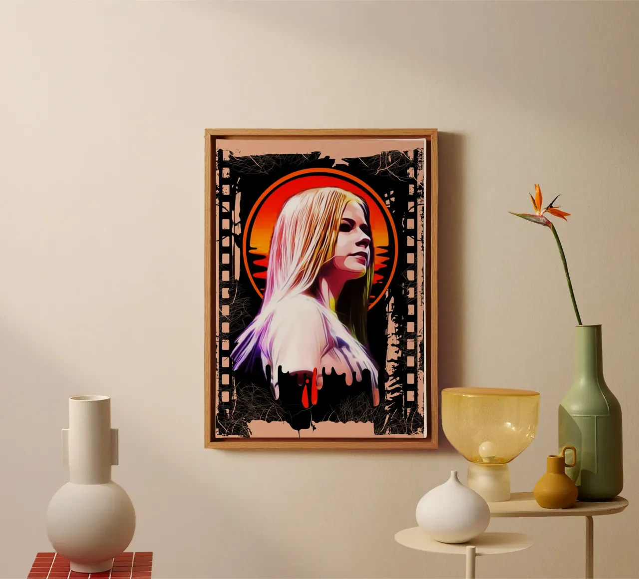 Avril Lavigne Leinwand mit Schattenfugenrahmen von Lembayung art
