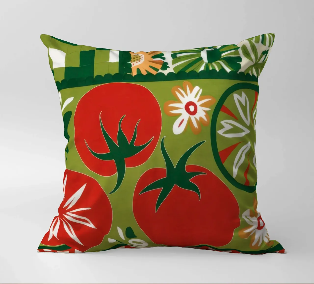 Dama verde e rossa cuscino da Sentinel Glow
