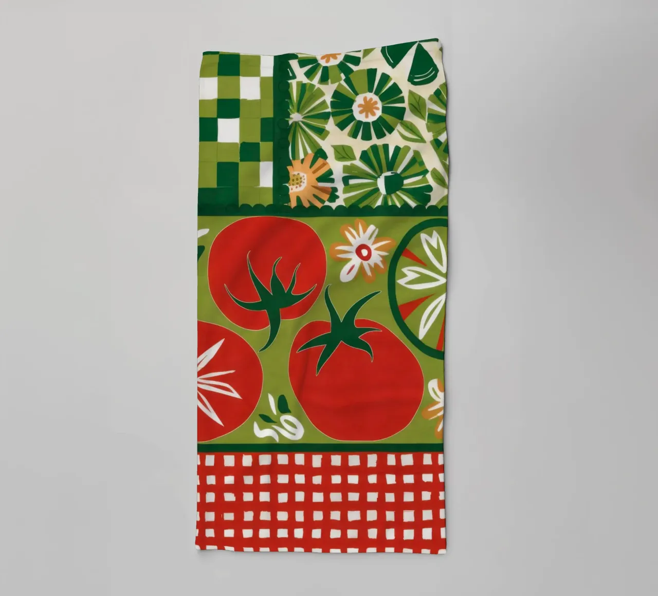 Green and Red Checkers towel by Sentinel Glow