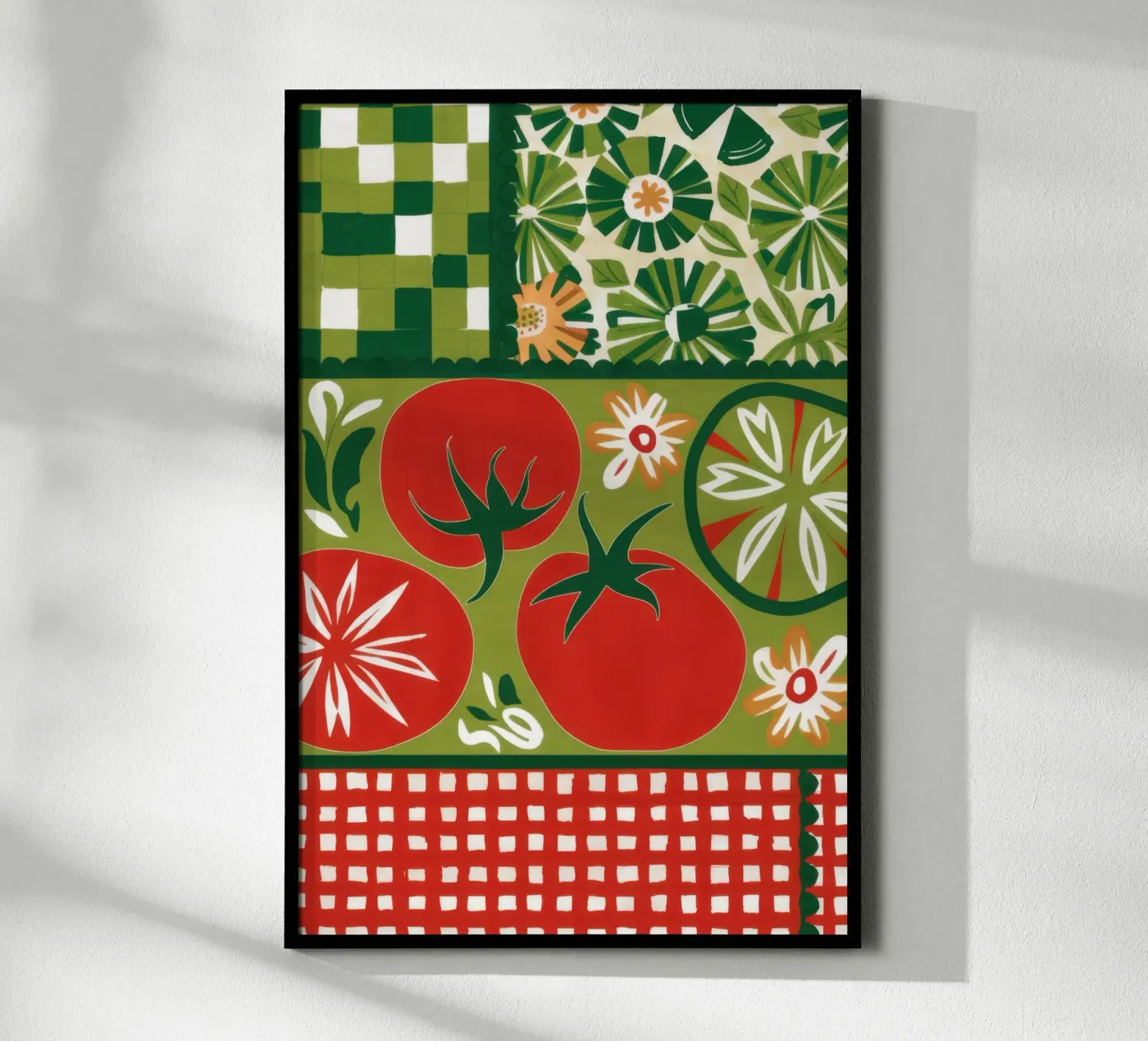 Green and Red Checkers poster van Sentinel Glow