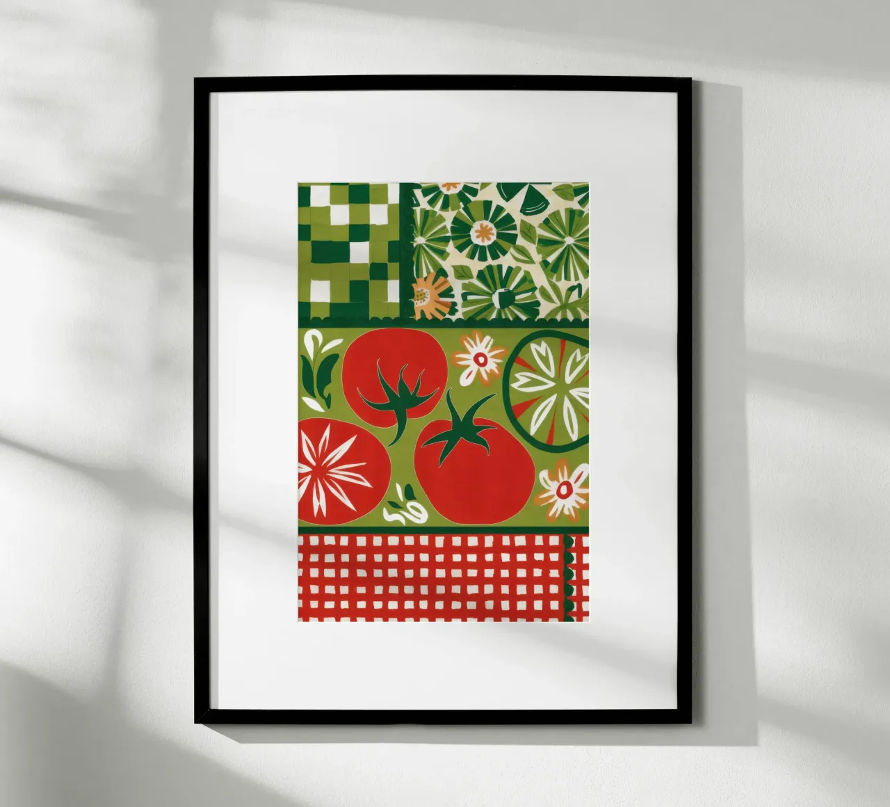 Dama verde e rossa poster con telaio in legno da Sentinel Glow