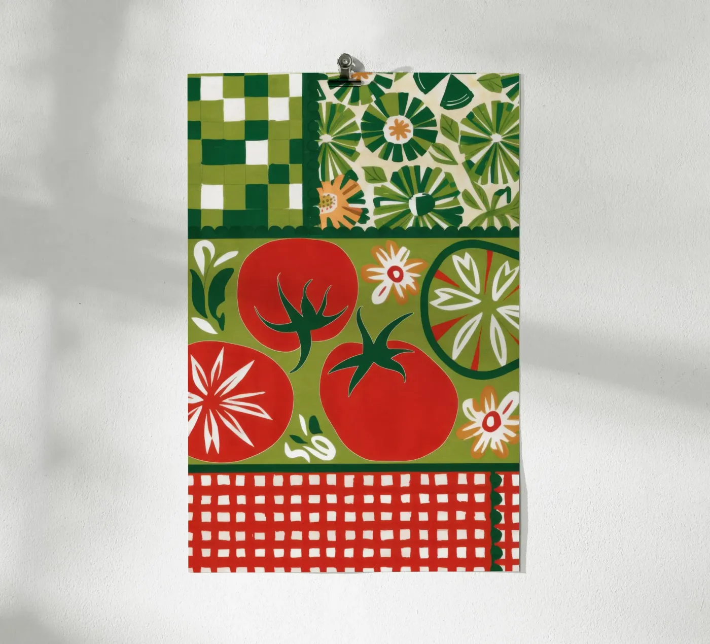 Green and Red Checkers poster van Sentinel Glow