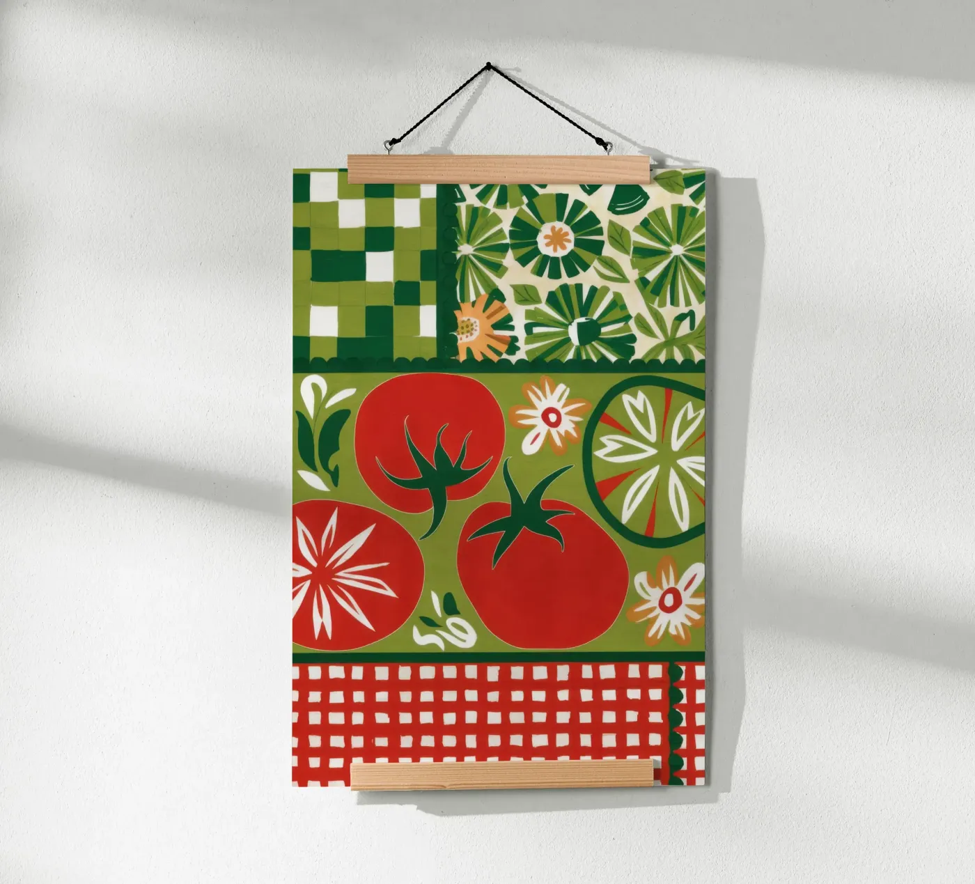 Green and Red Checkers poster van Sentinel Glow