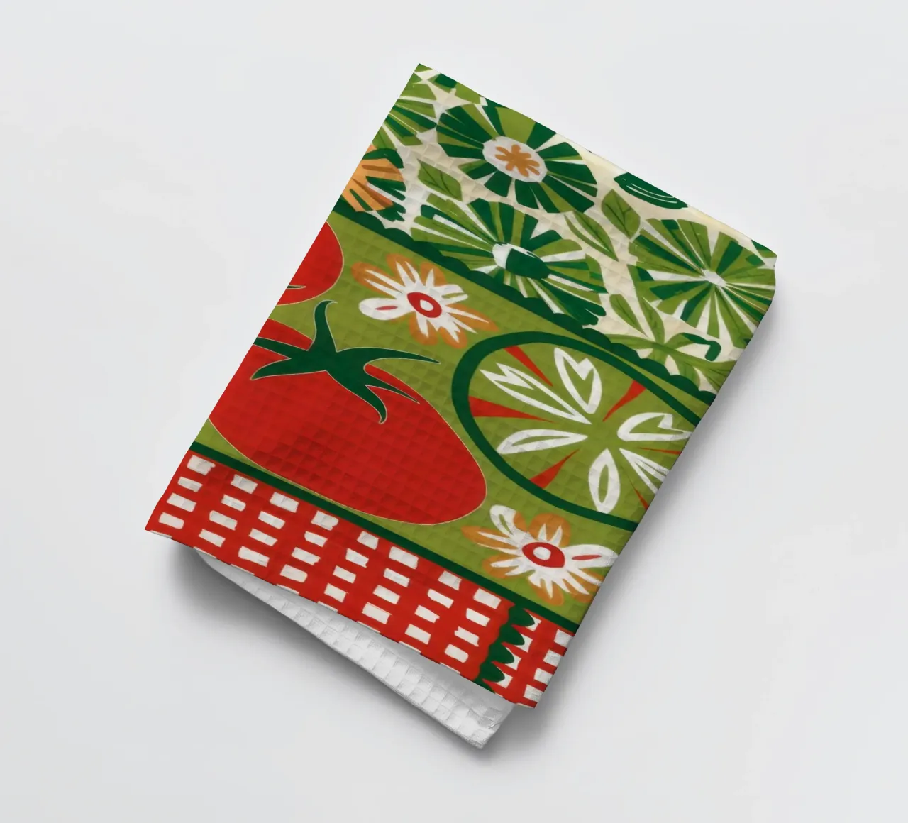 Green and Red Checkers tea towel by Sentinel Glow