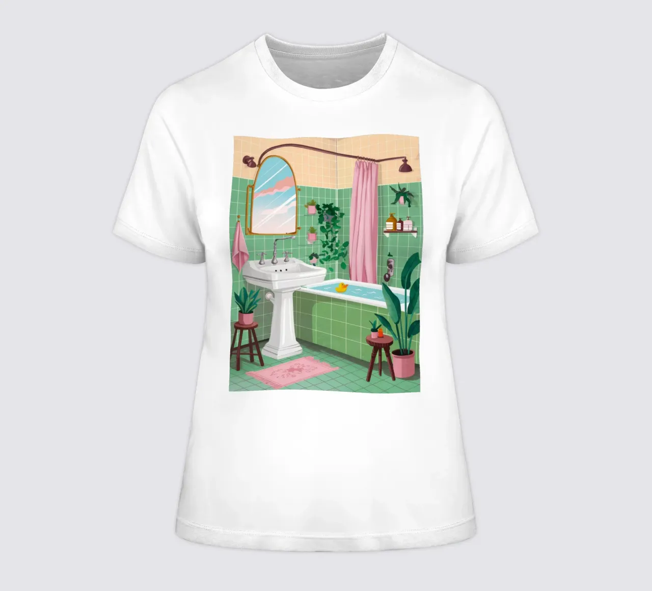 Grüne Kacheln im Badezimmer Frauen T-Shirt von Pale Aura