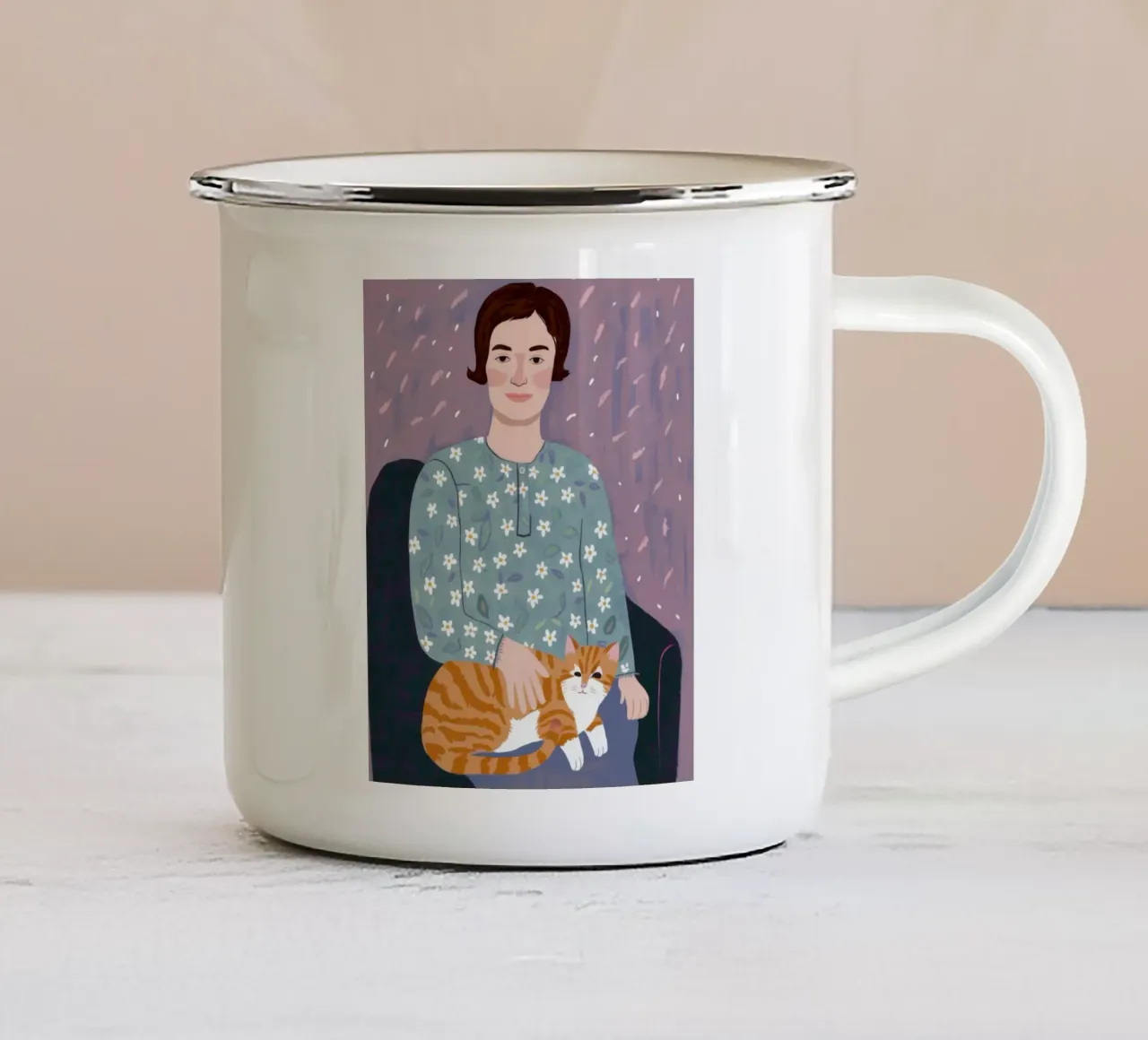 Ginger Cat Cuddle tazza in smalto da Marigold Tiga