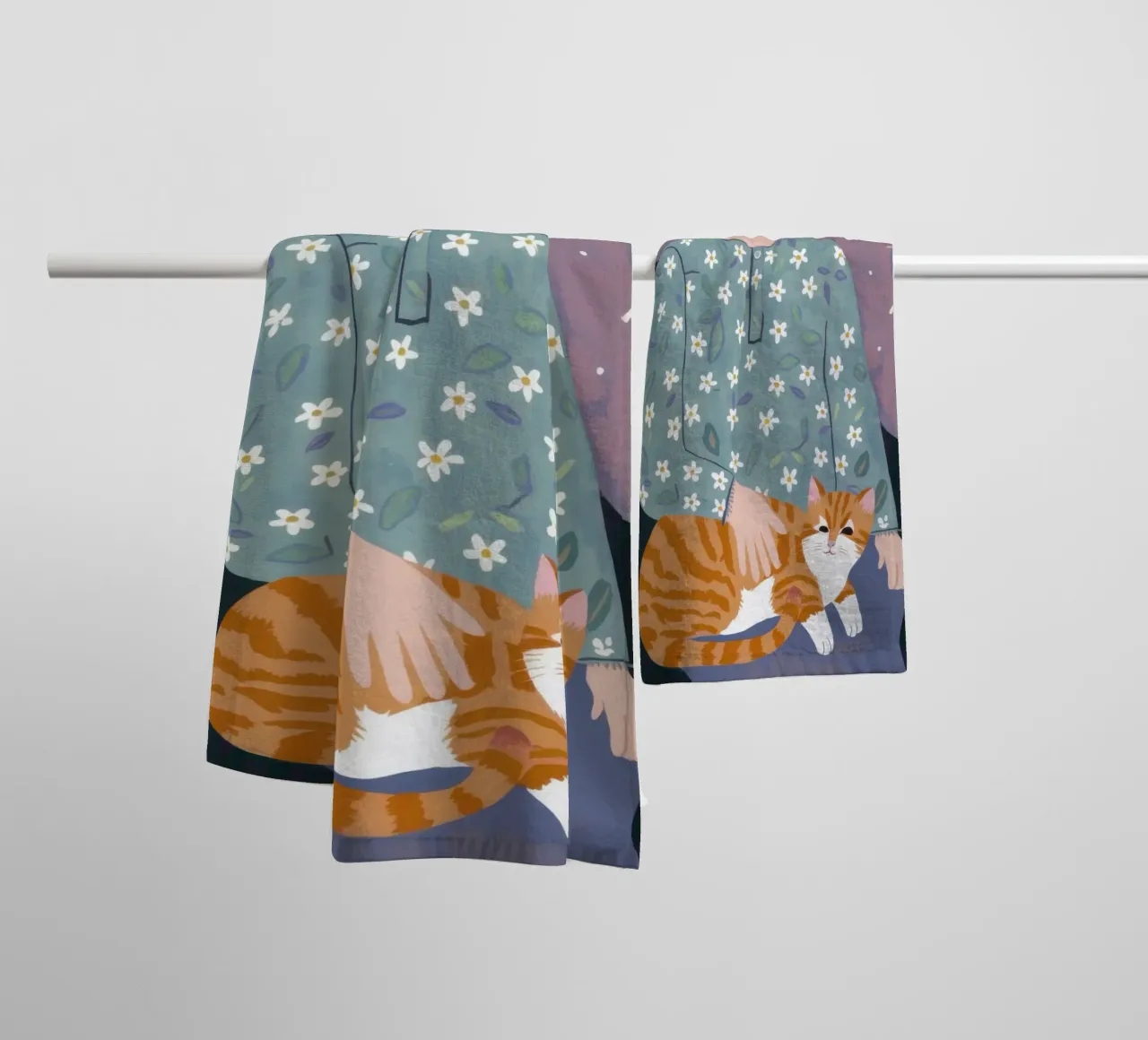Ginger Cat Cuddle asciugamano da bagno da Marigold Tiga