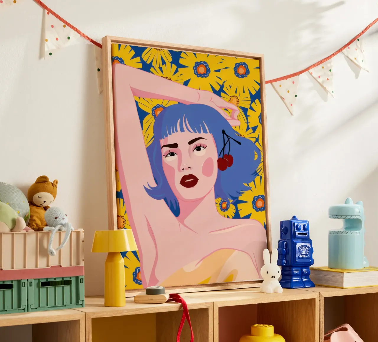 Azuur haar pop canvas met Baklijst van Sentinel Glow