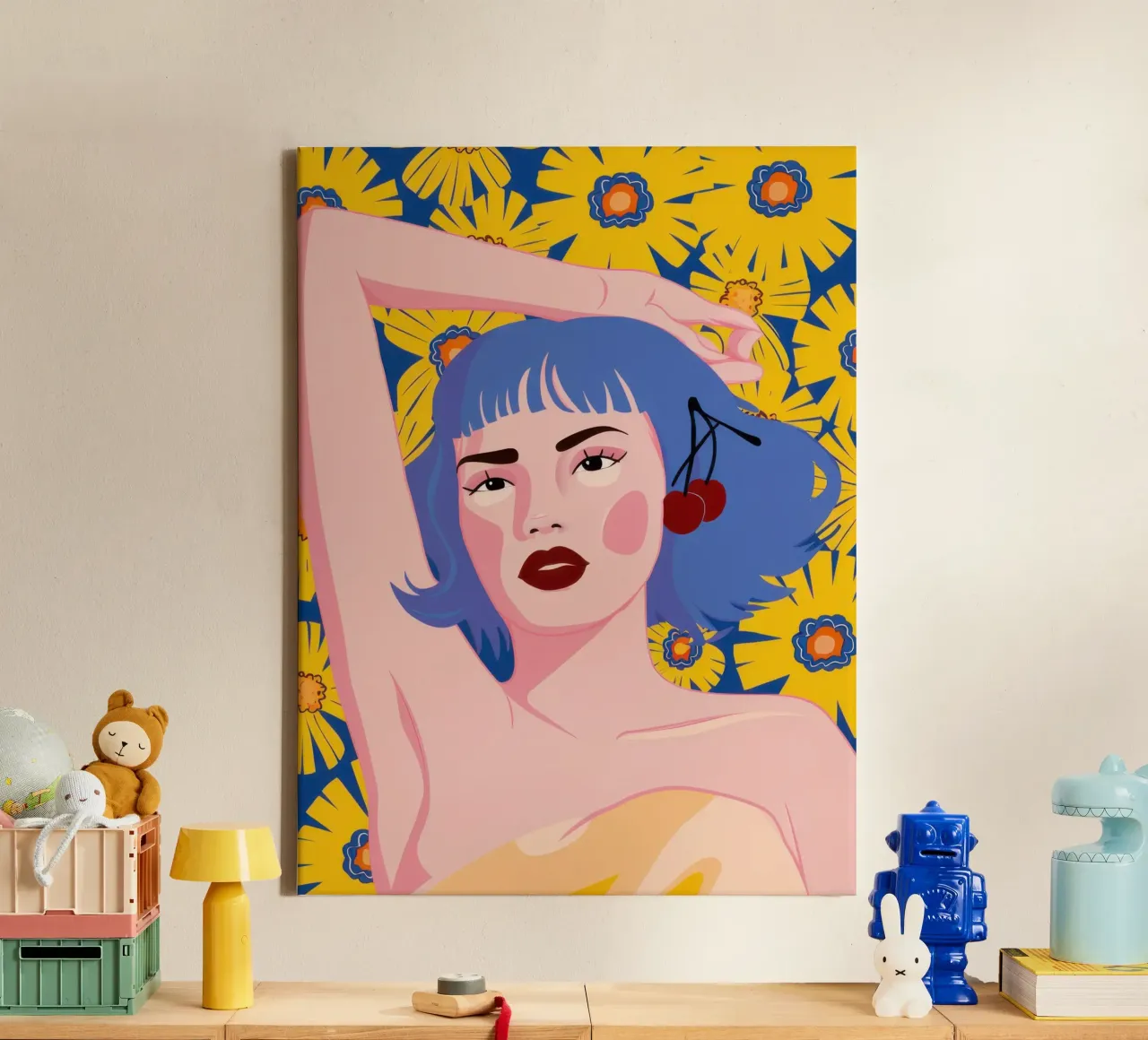 Azuur haar pop canvas met Baklijst van Sentinel Glow