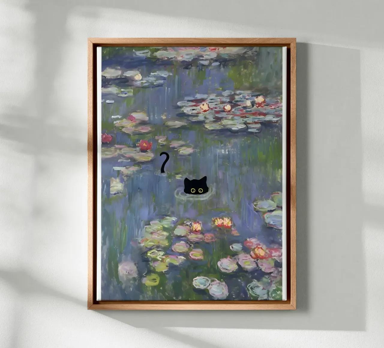 Gatto Monet Ninfea tela con Cornice a cassetta da clay bobby