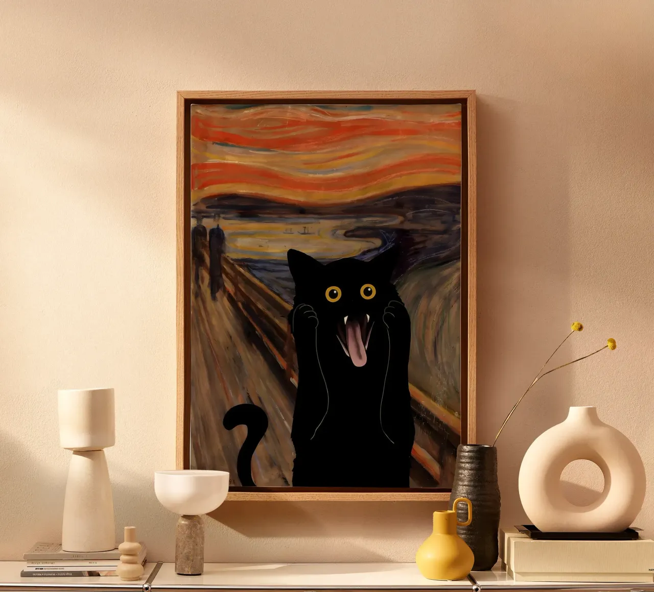 Poster del gatto Il gatto urlante tela con Cornice a cassetta da clay bobby