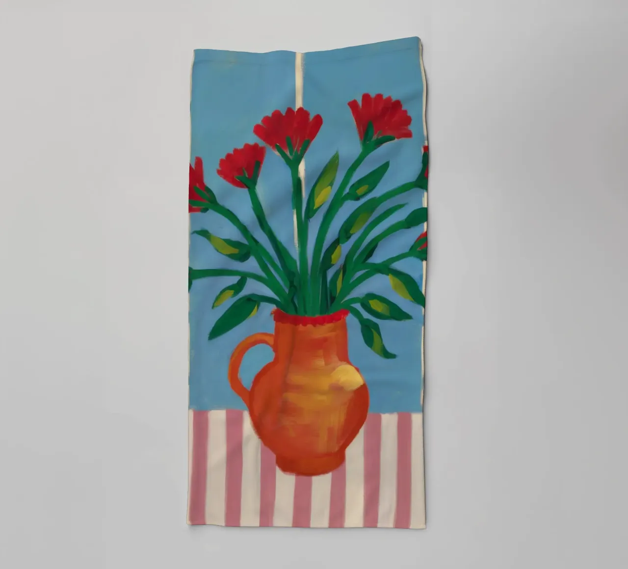 Garofani in vaso rosso asciugamano da bagno da Pale Aura