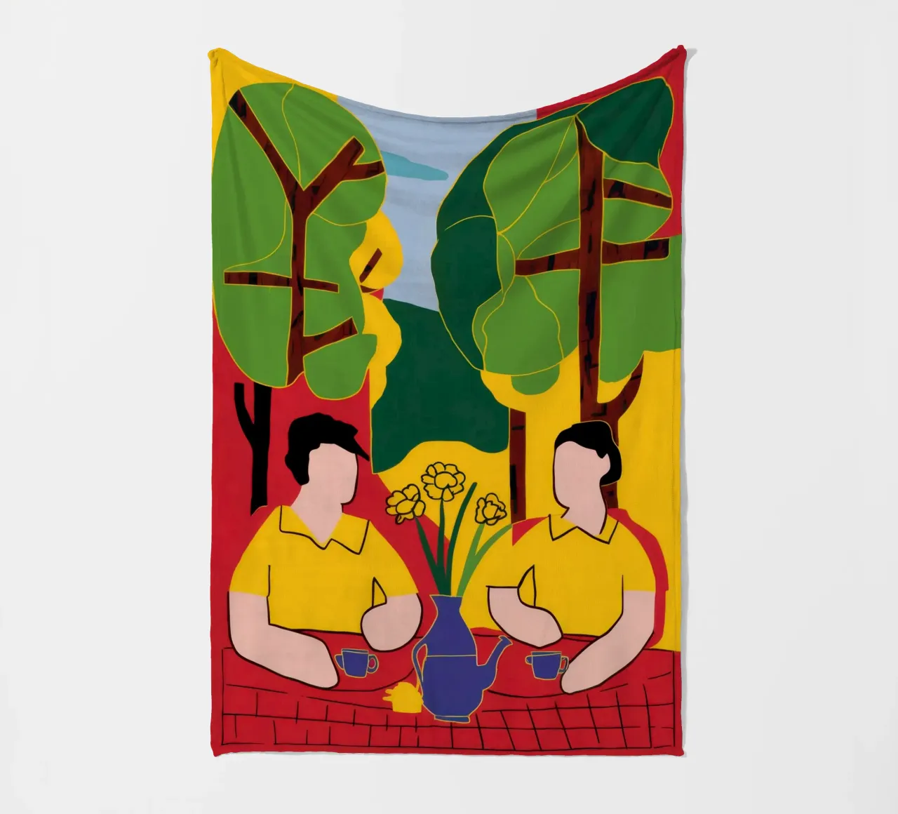 Yellow and Blue Friends fleece blanket by Pale Aura