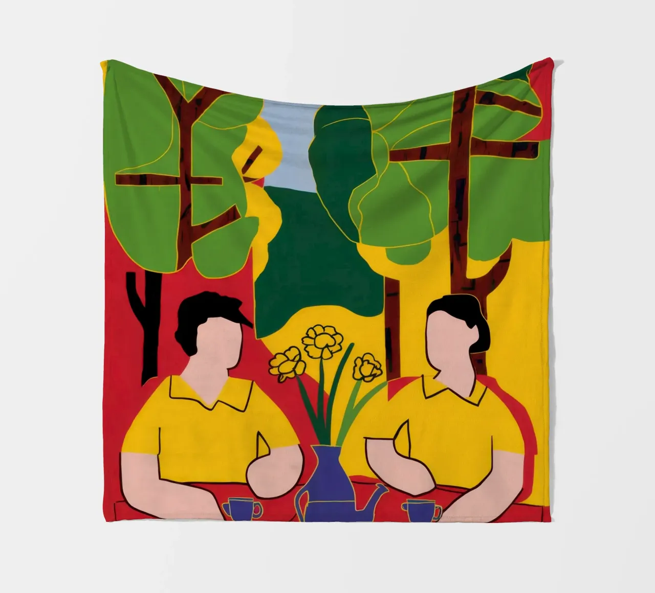 Yellow and Blue Friends fleece blanket by Pale Aura