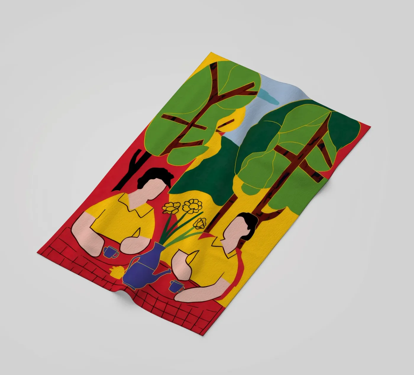 Yellow and Blue Friends serviette de plage de Pale Aura
