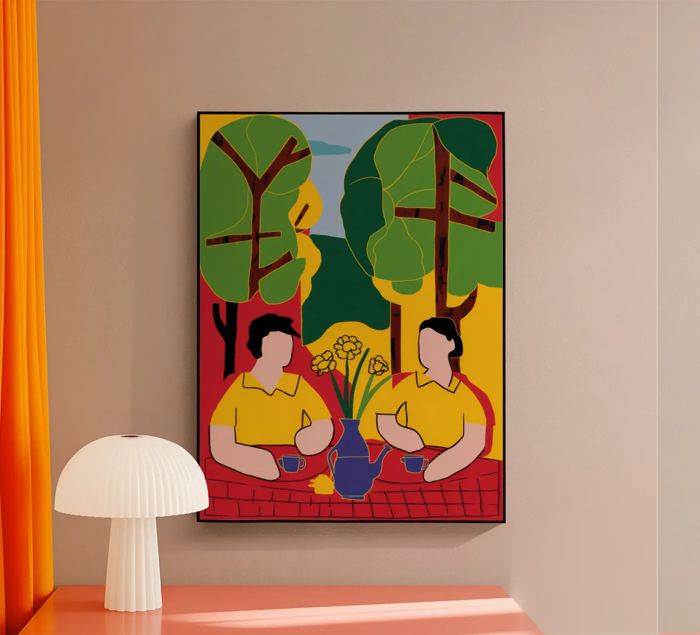 Yellow and Blue Friends Acryl-Glas von Pale Aura