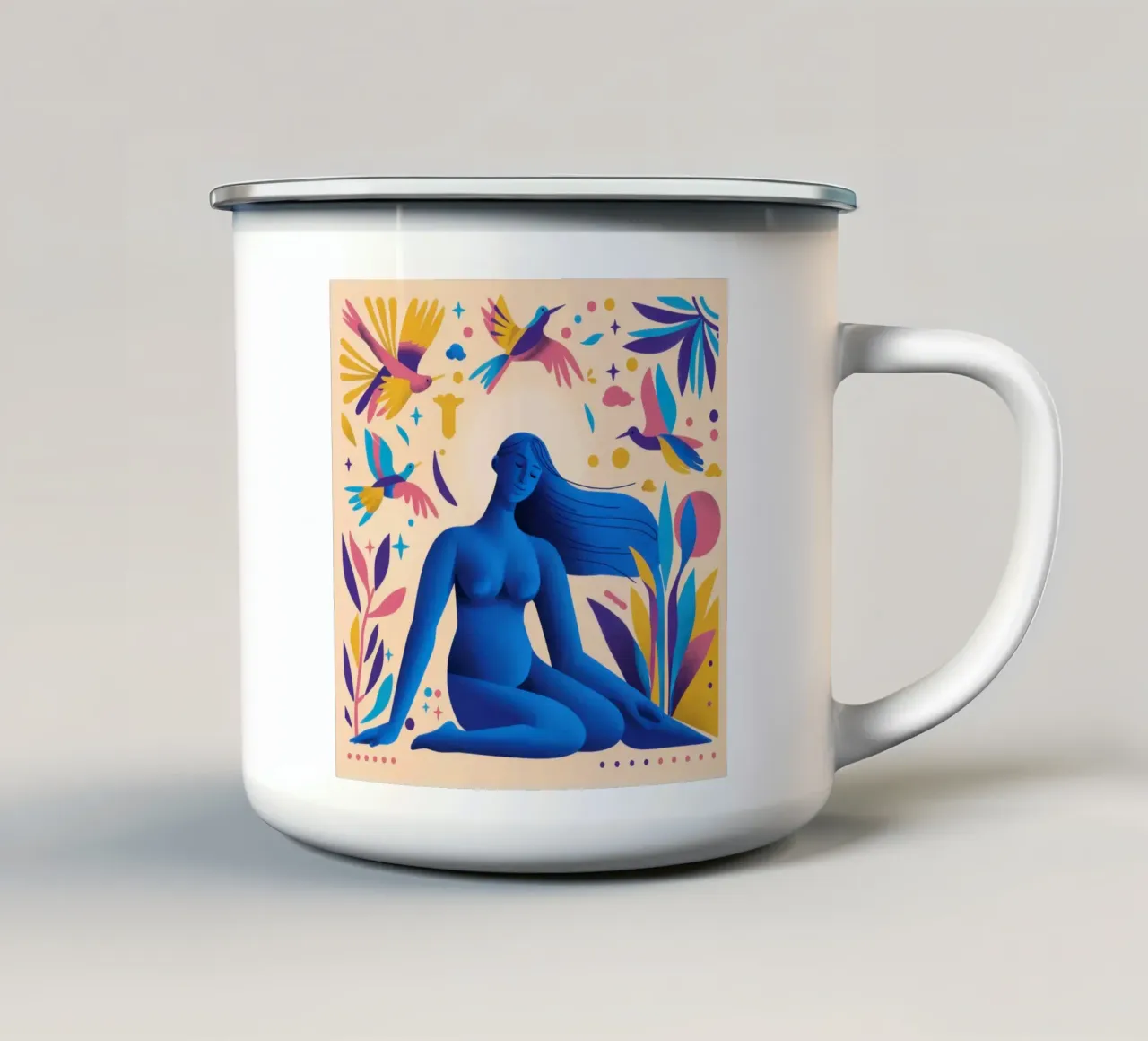 Volo del corpo blu tazza in smalto da Marigold Tiga