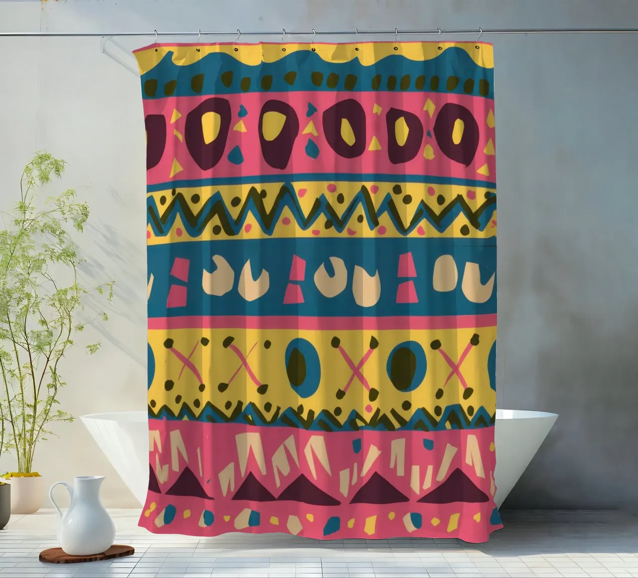 Bohemian Pattern Rhythm shower curtain by Arcane Lines