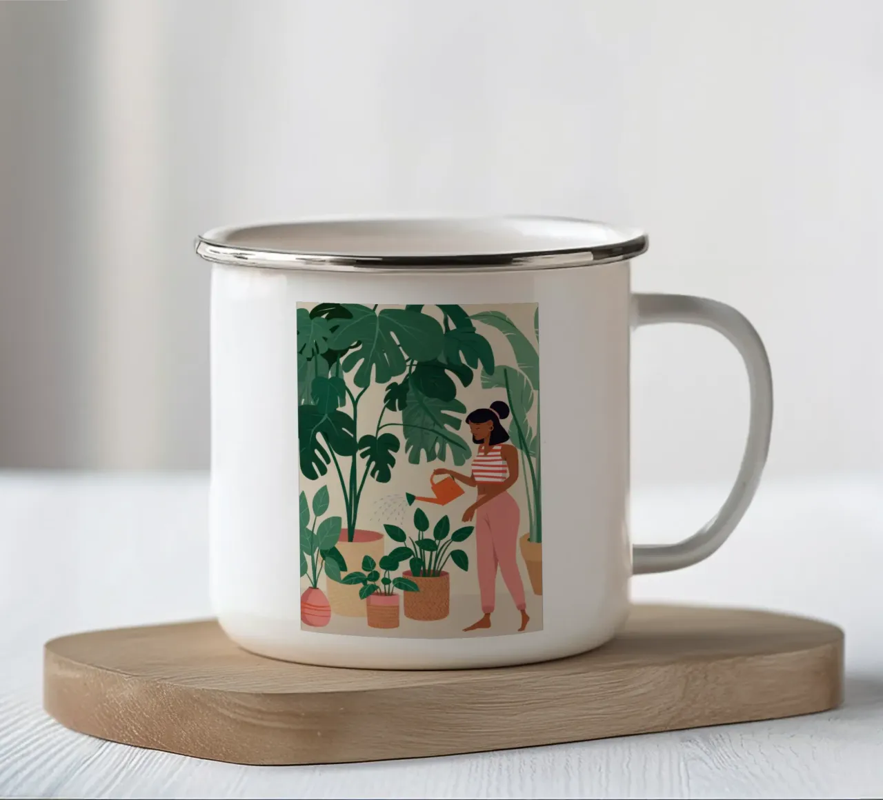 Curare una pianta tazza in smalto da Marigold Tiga