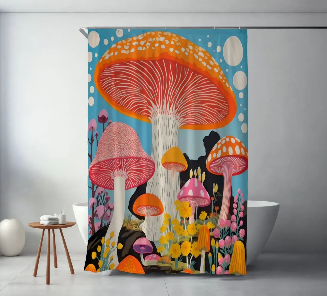 Psychedelic Forest shower curtain by Studio Mooodz