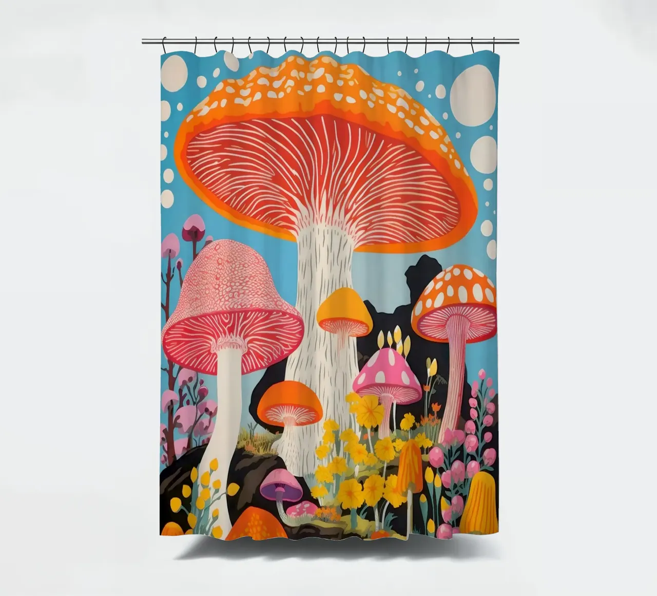 Psychedelic Forest shower curtain by Studio Mooodz