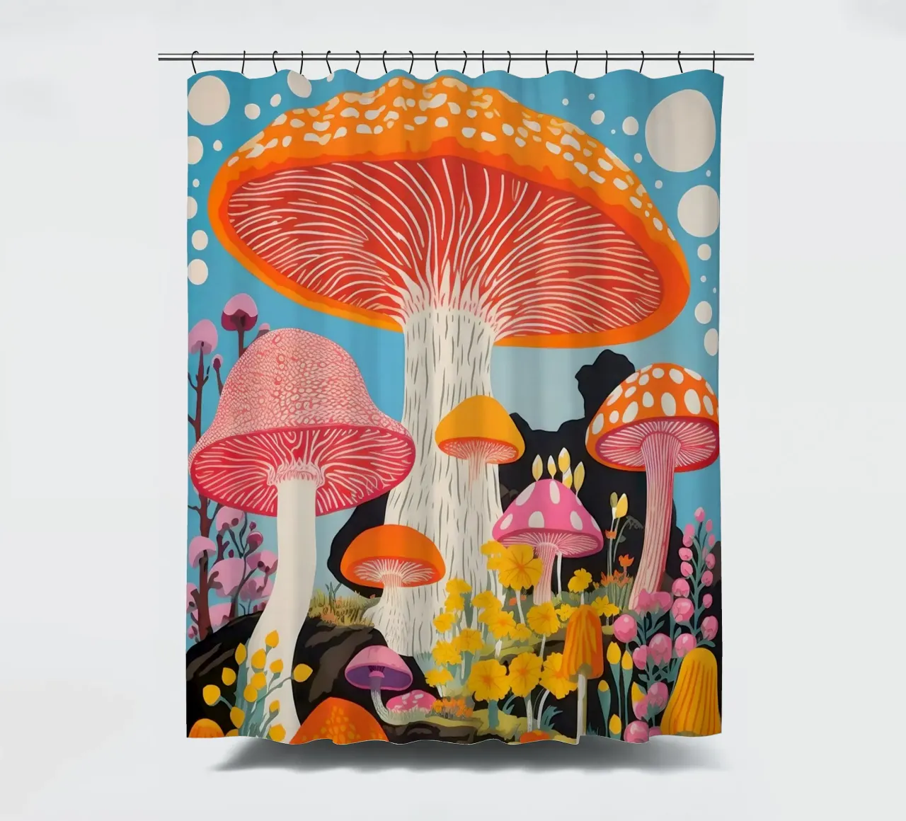 Psychedelic Forest shower curtain by Studio Mooodz