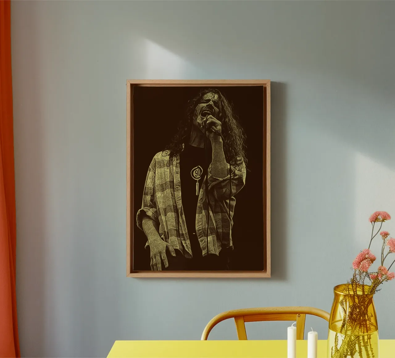 Chris Cornell Grunge in zijn aderen canvas met Baklijst van singpentinksale
