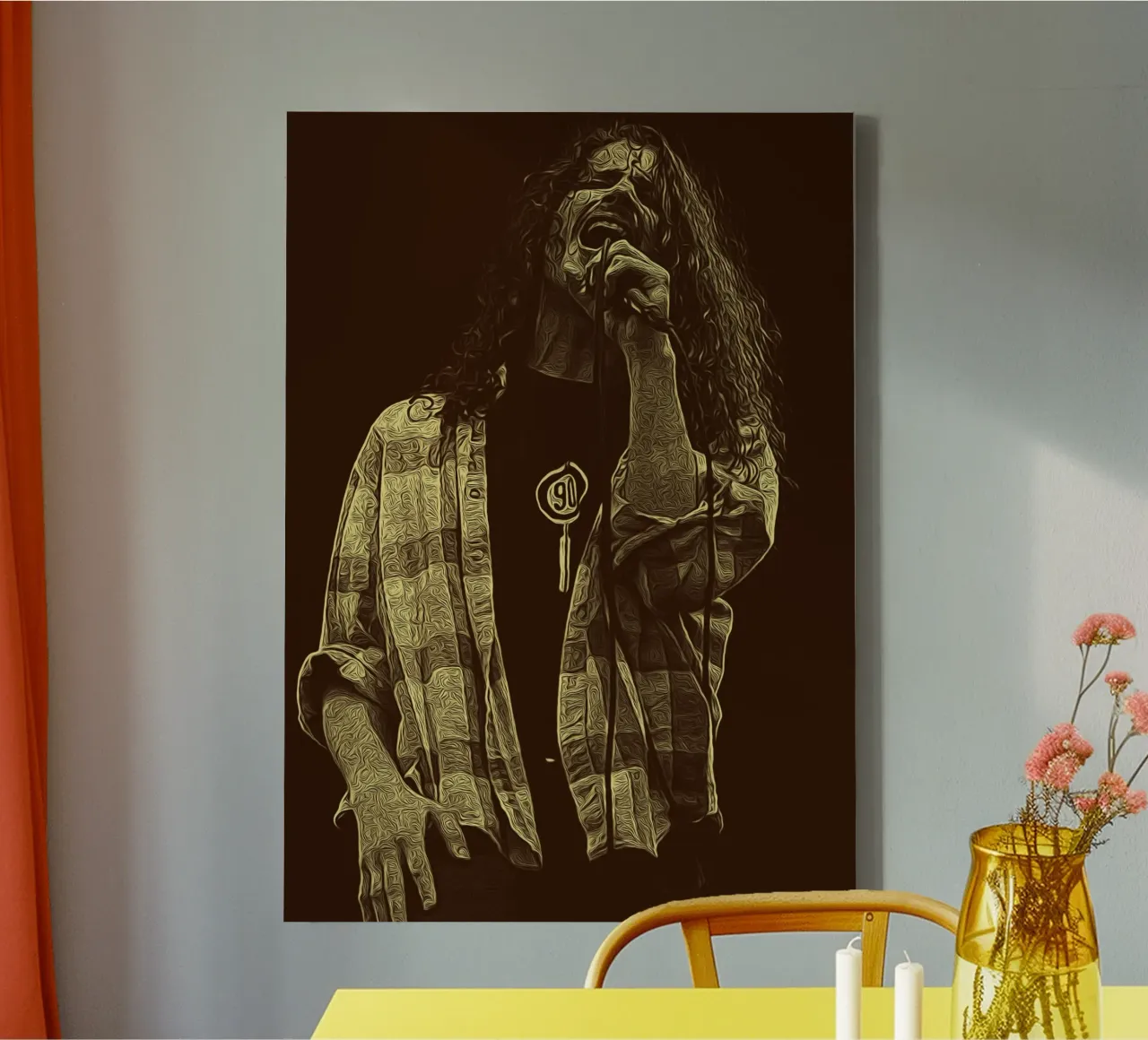 Chris Cornell Grunge in zijn aderen canvas met Baklijst van singpentinksale