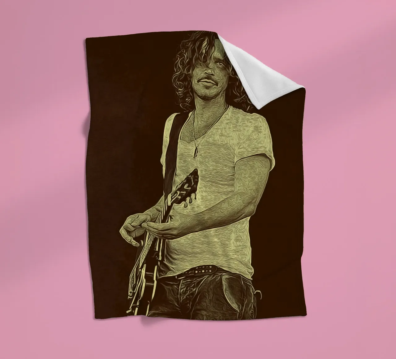 Chris Cornell musicista retrò coperta in pile da singpentinksale