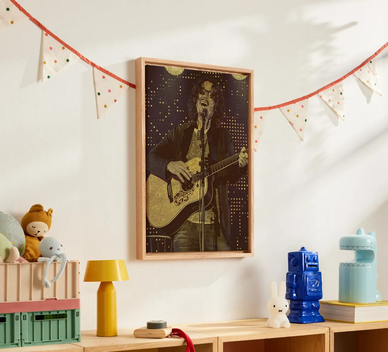 Chris Cornell Sotto le luci del palcoscenico tela con Cornice a cassetta da singpentinksale