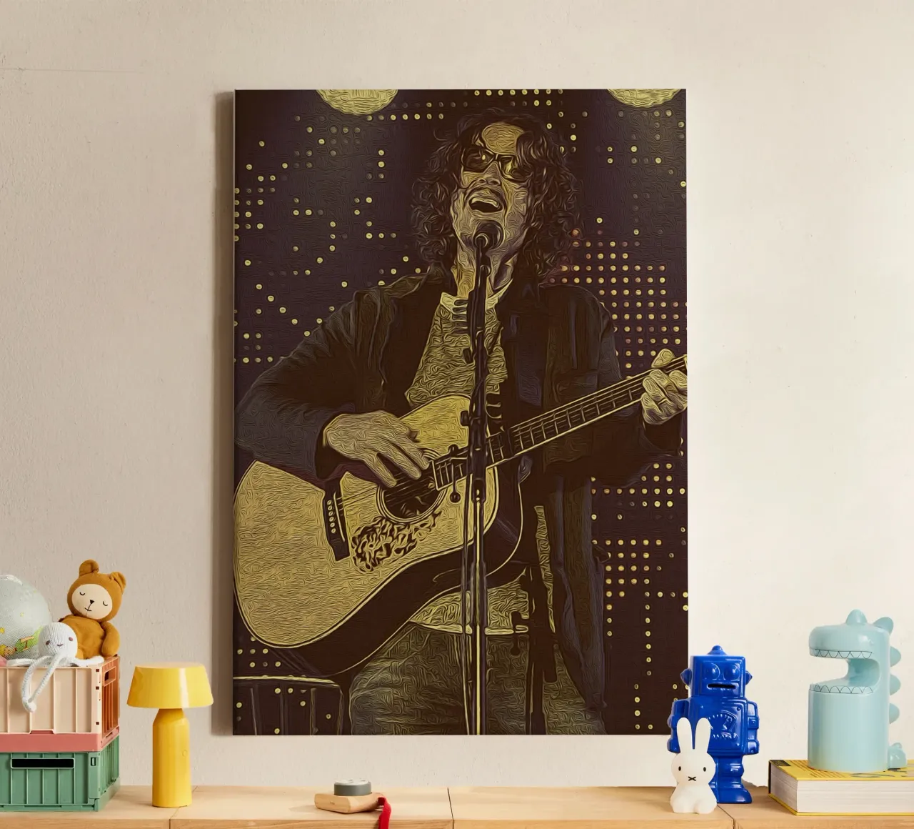 Chris Cornell Sotto le luci del palcoscenico tela con Cornice a cassetta da singpentinksale