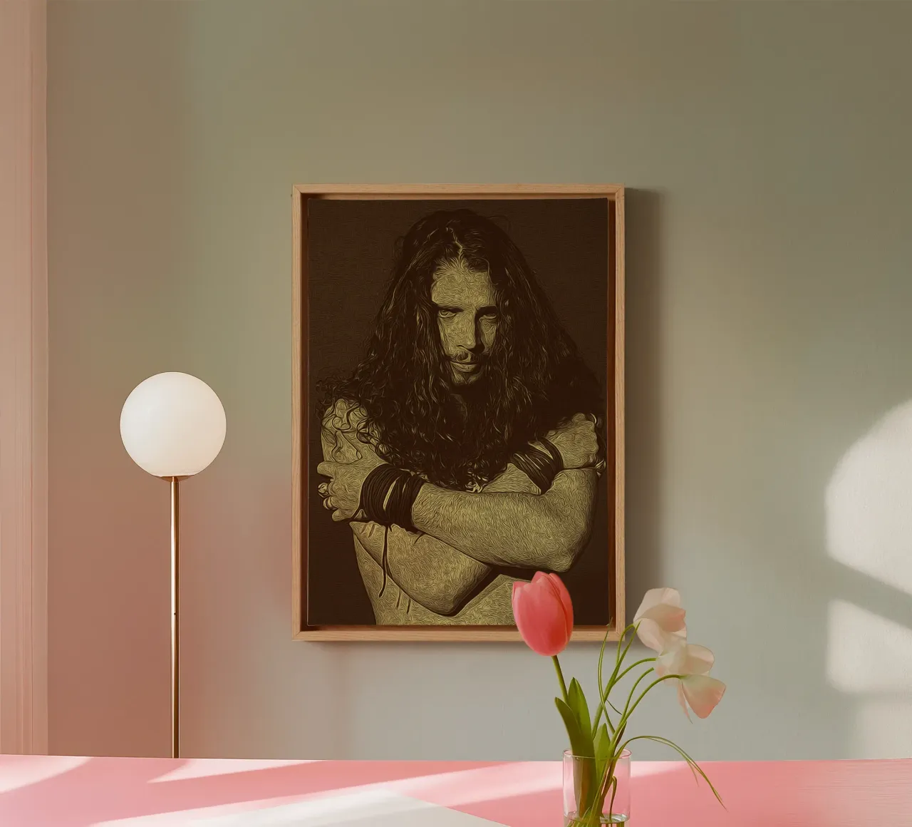 Chris Cornell: un momento di tranquillità tela con Cornice a cassetta da singpentinksale