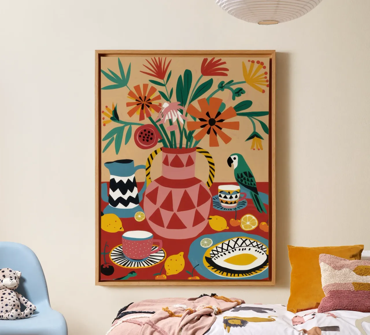 Folklore Teatime Tableau Leinwand mit Schattenfugenrahmen von Arcane Lines