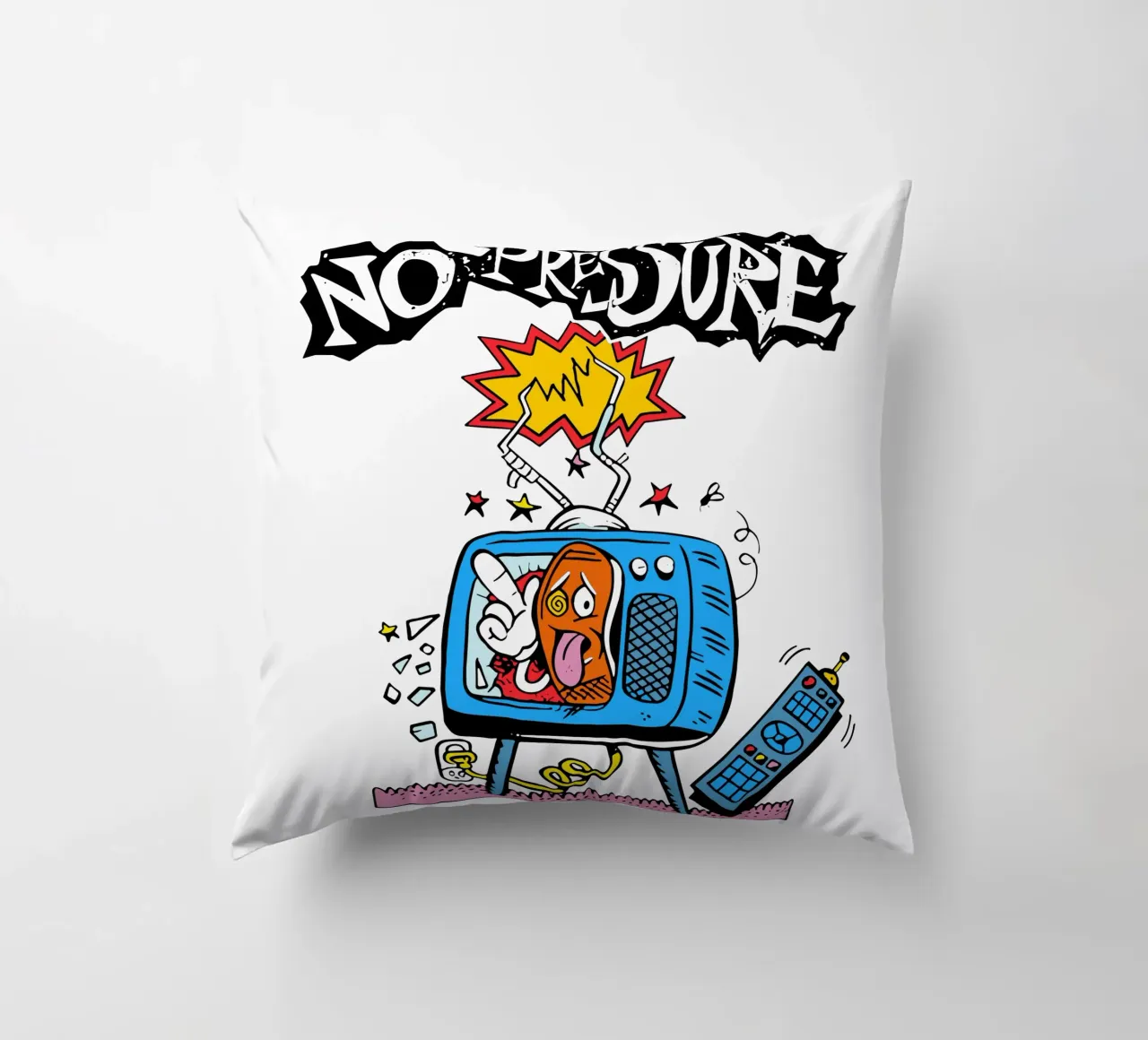 NO PRESSURE Error Television cuscino da lindacleveland