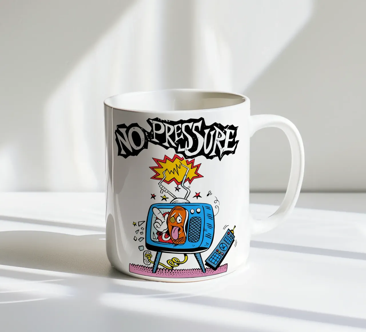 NO PRESSURE Error Television tazza in ceramica da lindacleveland