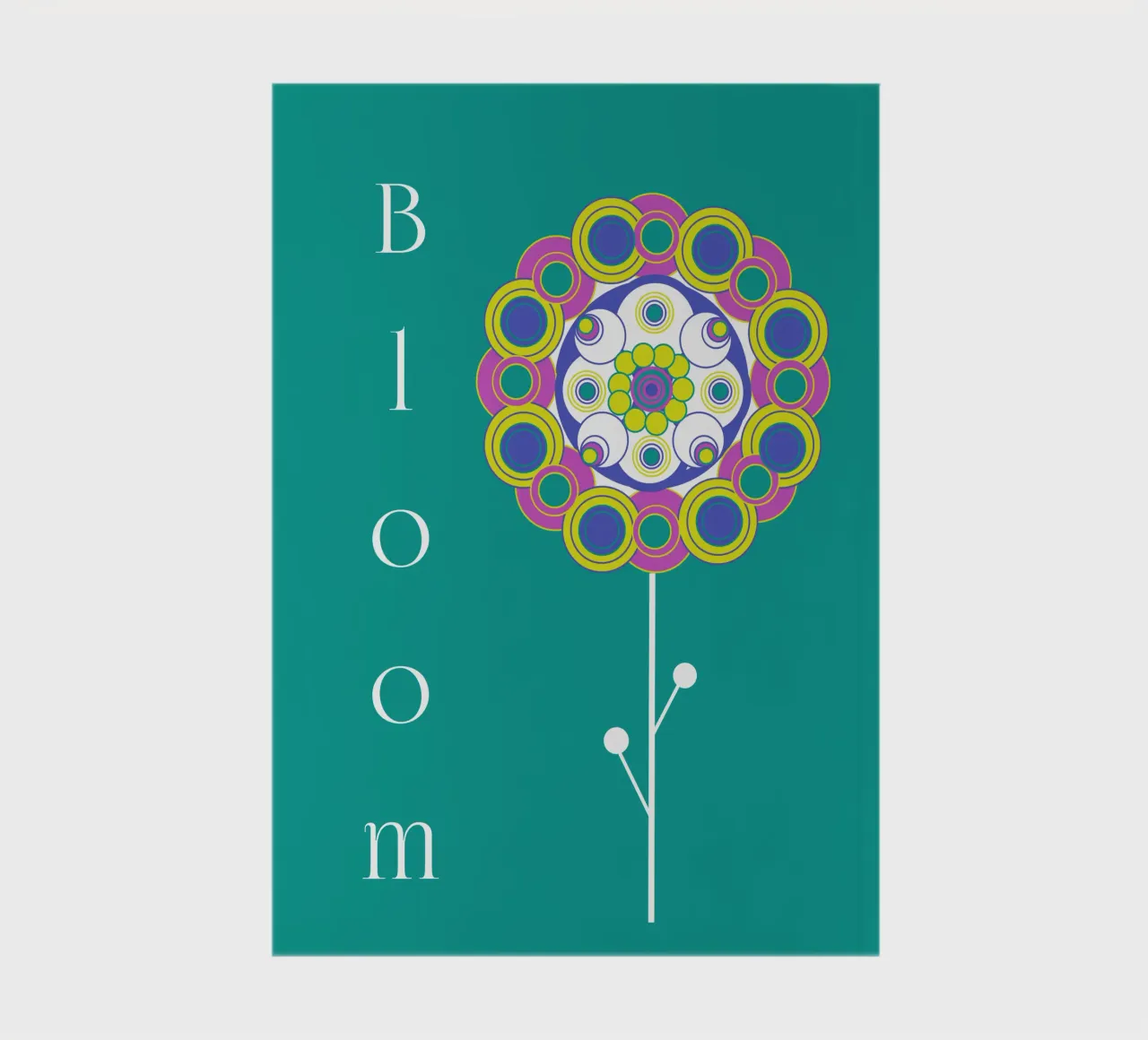 Bloom, Grafisches buntes Blumemmotiv auf Grün diario da Lilou Art