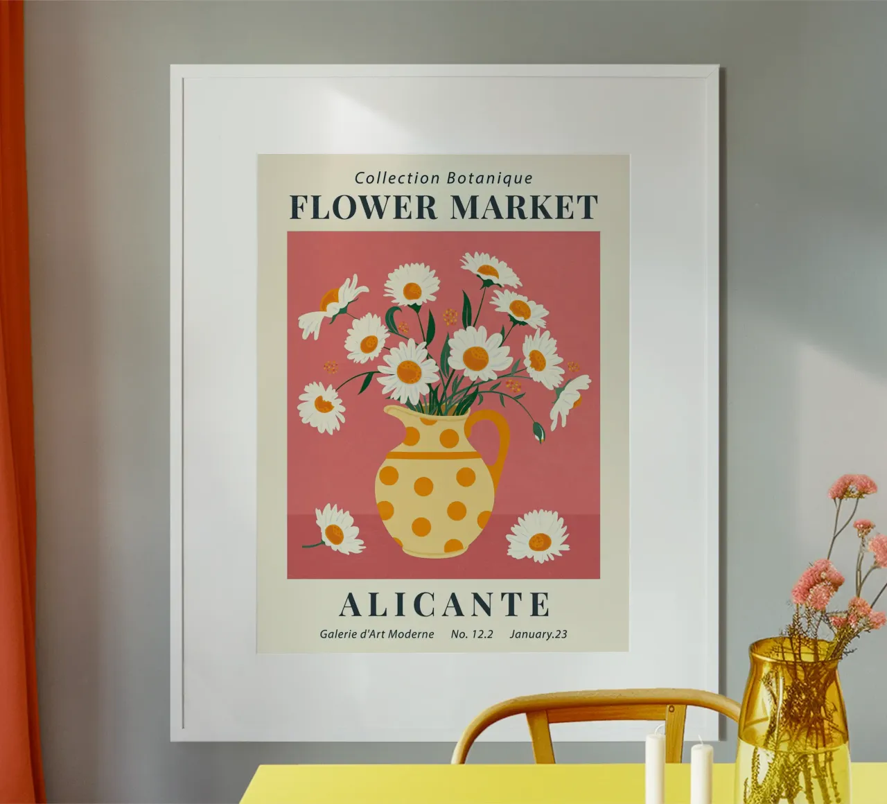 Mercato dei fiori di Alicante poster con telaio in legno da TekleDawit