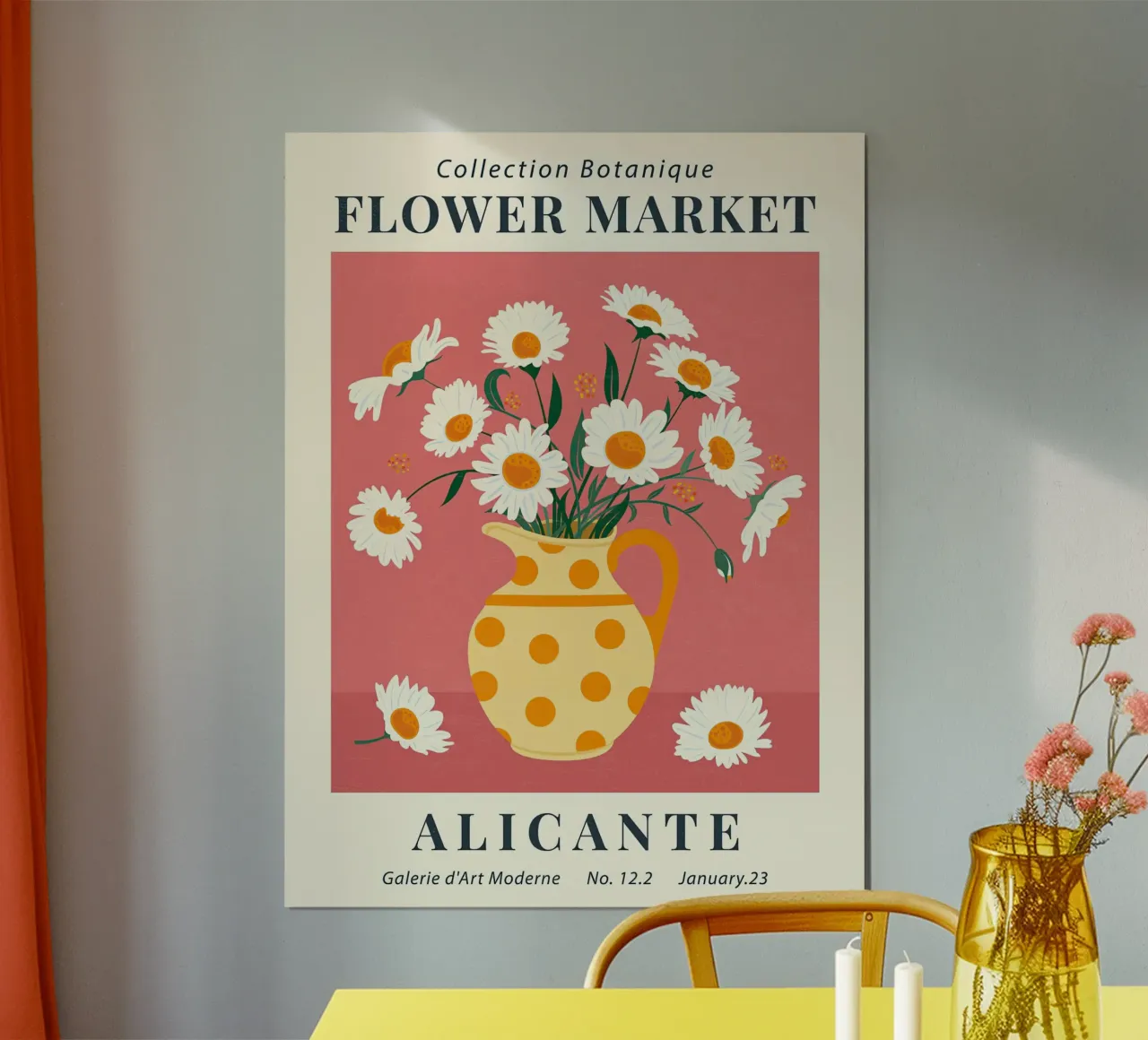 Mercato dei fiori di Alicante poster con telaio in legno da TekleDawit